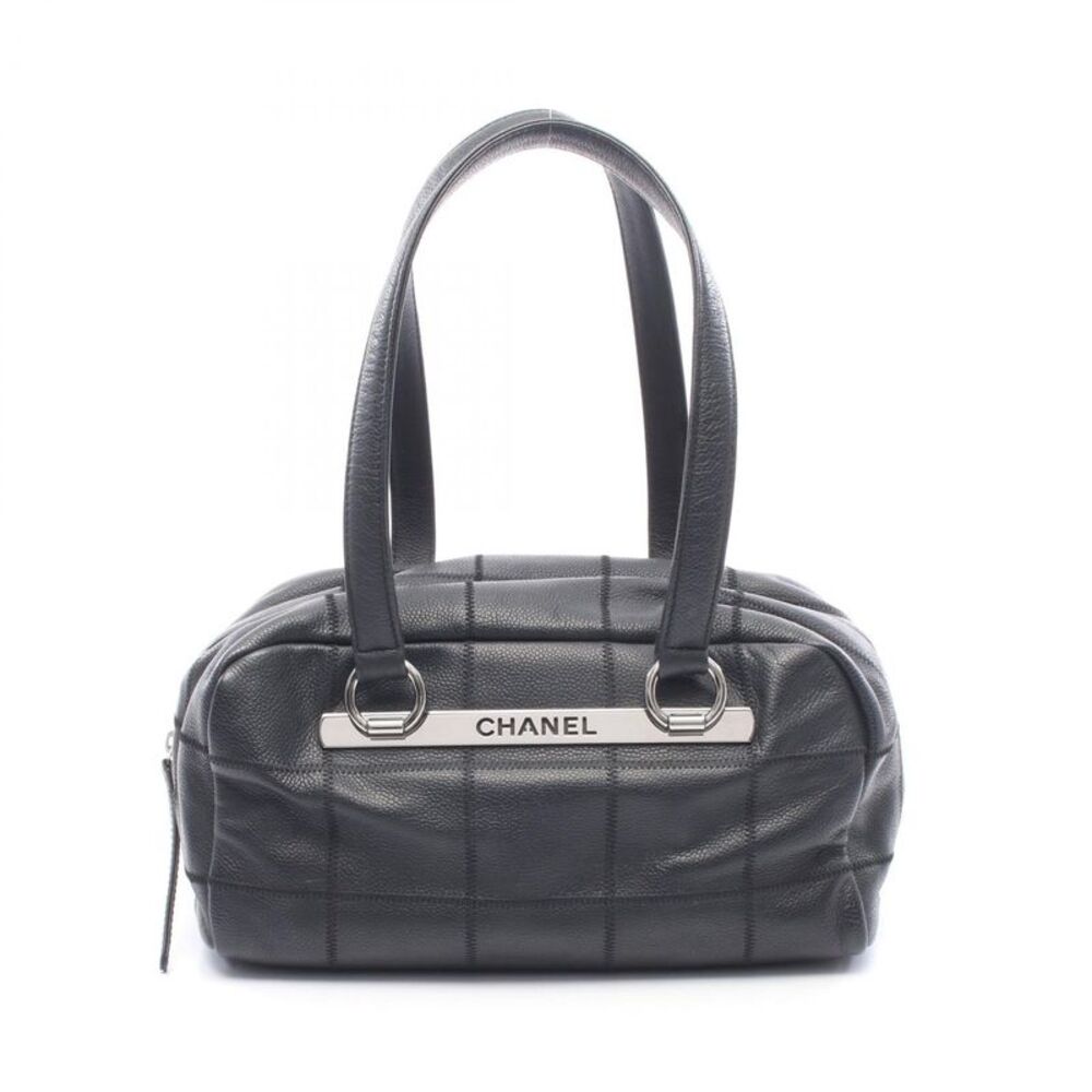 CHANEL Chocolat Bar Grained Calfskin Boston Bag